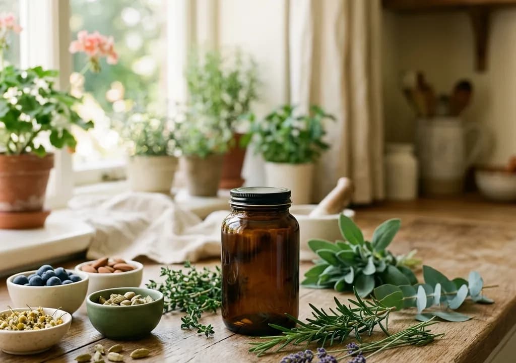 Florapure dans son décor — ingrédients naturels associés à la formule
